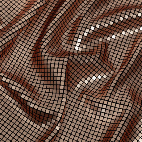 Squares Foiled Stretch Polyester Knit - Gold and Metallic Black - Heidi Collection