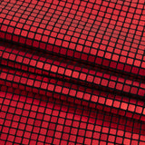 Squares Foiled Stretch Polyester Knit - Red and Metallic Black - Heidi Collection