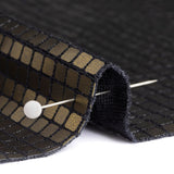Squares Foiled Stretch Polyester Knit - Olive and Metallic Black - Heidi Collection