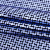 Squares Foiled Stretch Polyester Knit - Blue and Metallic Black - Heidi Collection