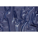 Squares Foiled Stretch Polyester Knit - Blue and Metallic Black - Heidi Collection