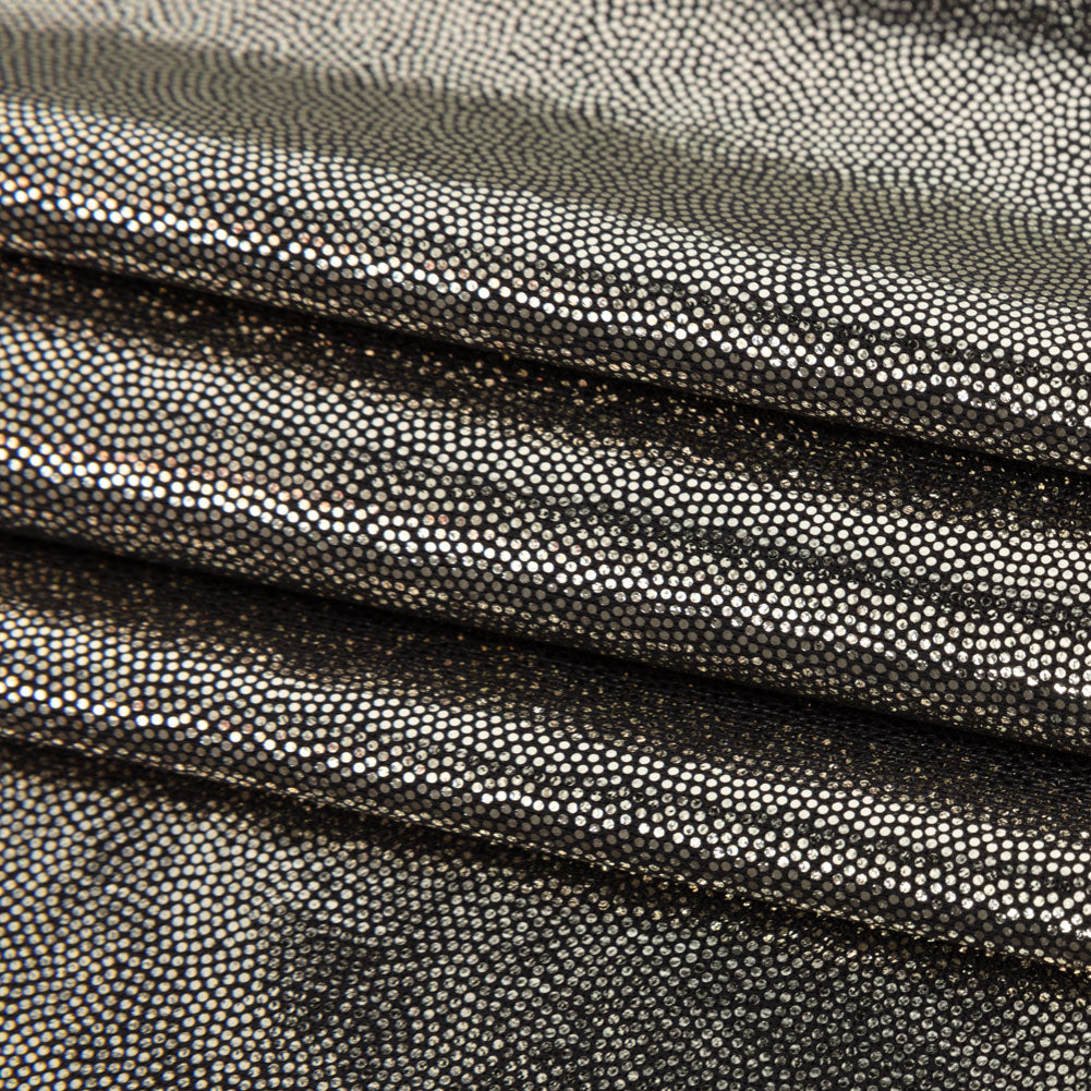 White Gold Tiny Dots Foiled Stretch Polyester Jersey