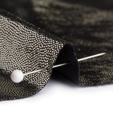 White Gold Tiny Dots Foiled Stretch Polyester Jersey