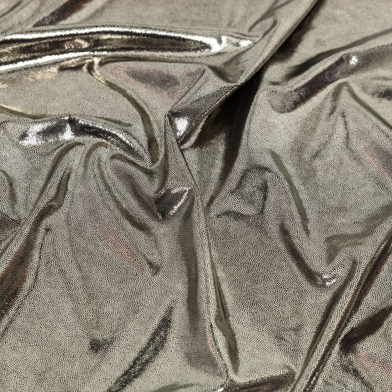 White Gold Tiny Dots Foiled Stretch Polyester Jersey