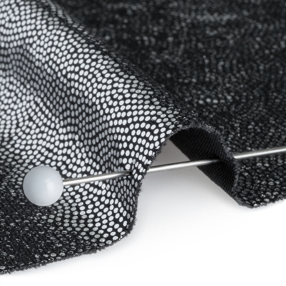 Silver Tiny Dots Foiled Stretch Polyester Jersey