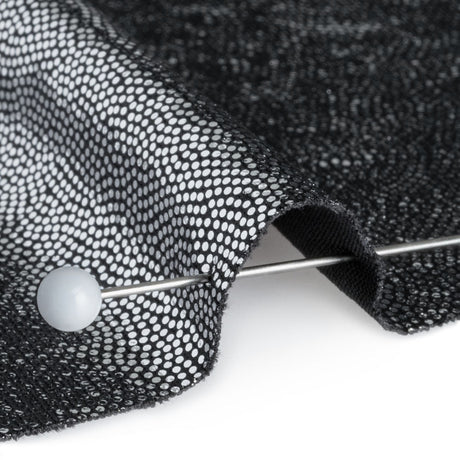 Silver Tiny Dots Foiled Stretch Polyester Jersey