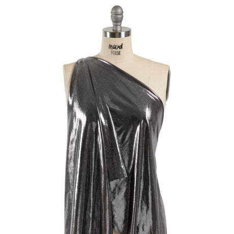 Silver Tiny Dots Foiled Stretch Polyester Jersey