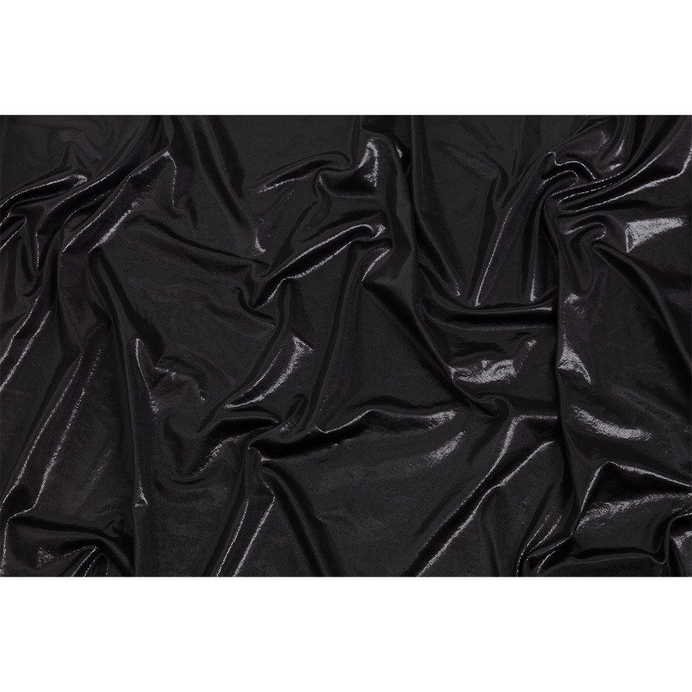 Black Tiny Dots Foiled Stretch Polyester Jersey