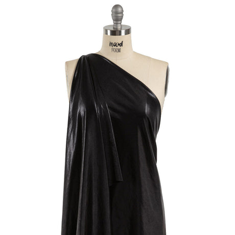 Black Tiny Dots Foiled Stretch Polyester Jersey