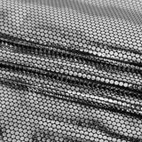 Silver Dense Polka Dots Foiled Stretch Polyester Knit