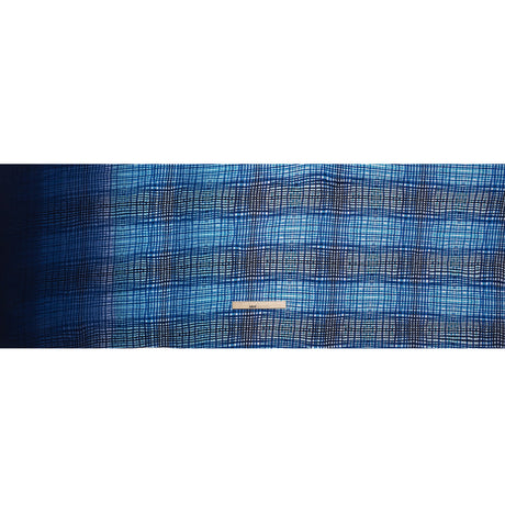Stretch Rayon Jersey - Navy and Aqua Blue Ombre Plaid