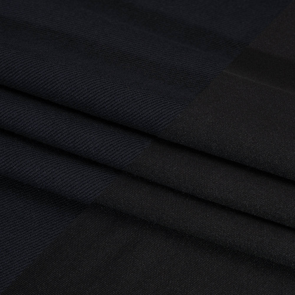 Stretch Cotton and Nylon Twill French Terry Knit - Black and Midnight