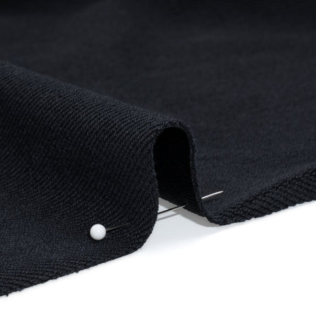 Stretch Cotton and Nylon Twill French Terry Knit - Black and Midnight