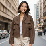 Carbon Brushed Stretch Khaki Twill - Coffee Bean Brown - Averill Collection