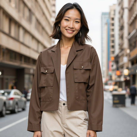 Carbon Brushed Stretch Khaki Twill - Coffee Bean Brown - Averill Collection
