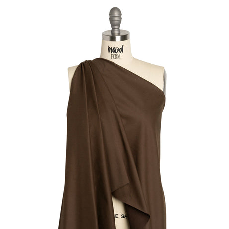 Carbon Brushed Stretch Khaki Twill - Coffee Bean Brown - Averill Collection