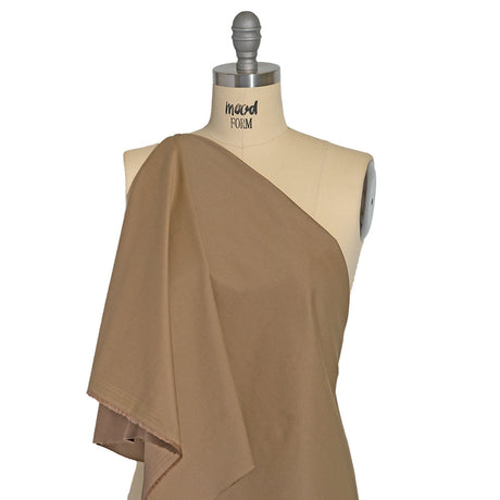 Carbon Brushed Stretch Khaki Twill - Dark Beige - Averill Collection