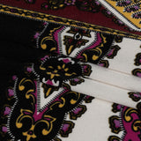 Pink, Purple and Black Paisley Stripes with Geometric Borders Printed Silk Jersey