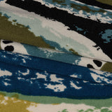 Blue, Olive and Black Abstract Maps Silk Jersey
