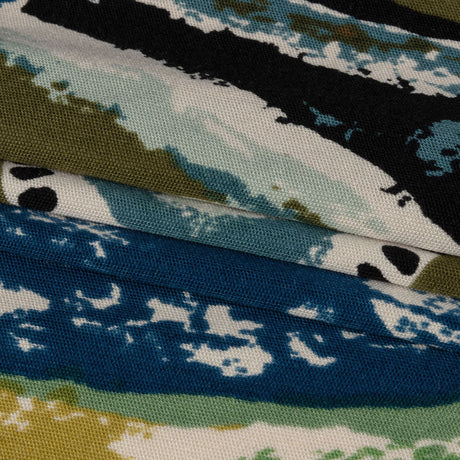 Blue, Olive and Black Abstract Maps Silk Jersey