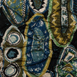 Blue, Olive and Black Abstract Maps Silk Jersey