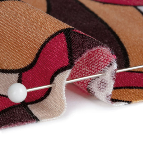 Peach, Eggplant and Magenta Retro Ovals Silk Jersey
