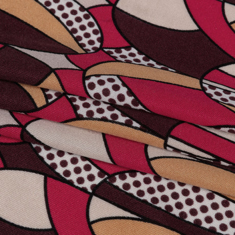 Peach, Eggplant and Magenta Retro Ovals Silk Jersey