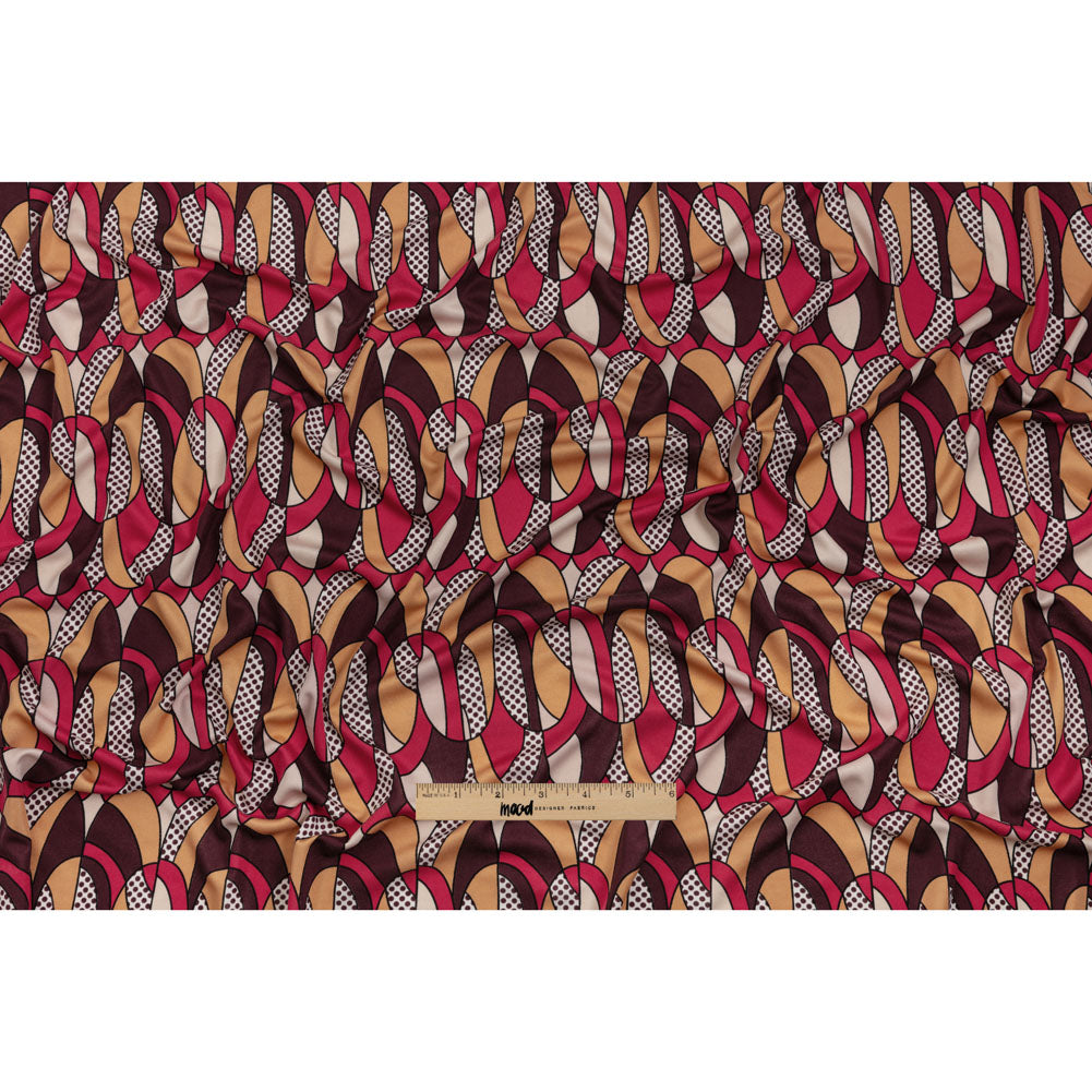Peach, Eggplant and Magenta Retro Ovals Silk Jersey
