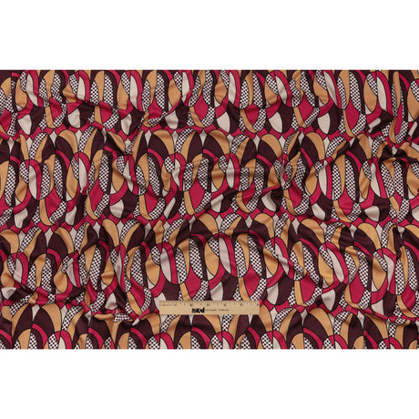 Peach, Eggplant and Magenta Retro Ovals Silk Jersey