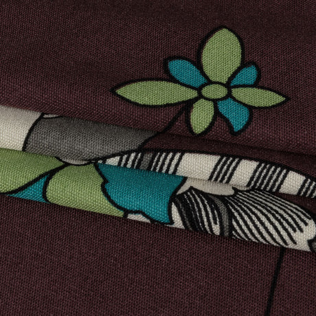 Chocolate, Teal and Cream Floral Silk Jersey