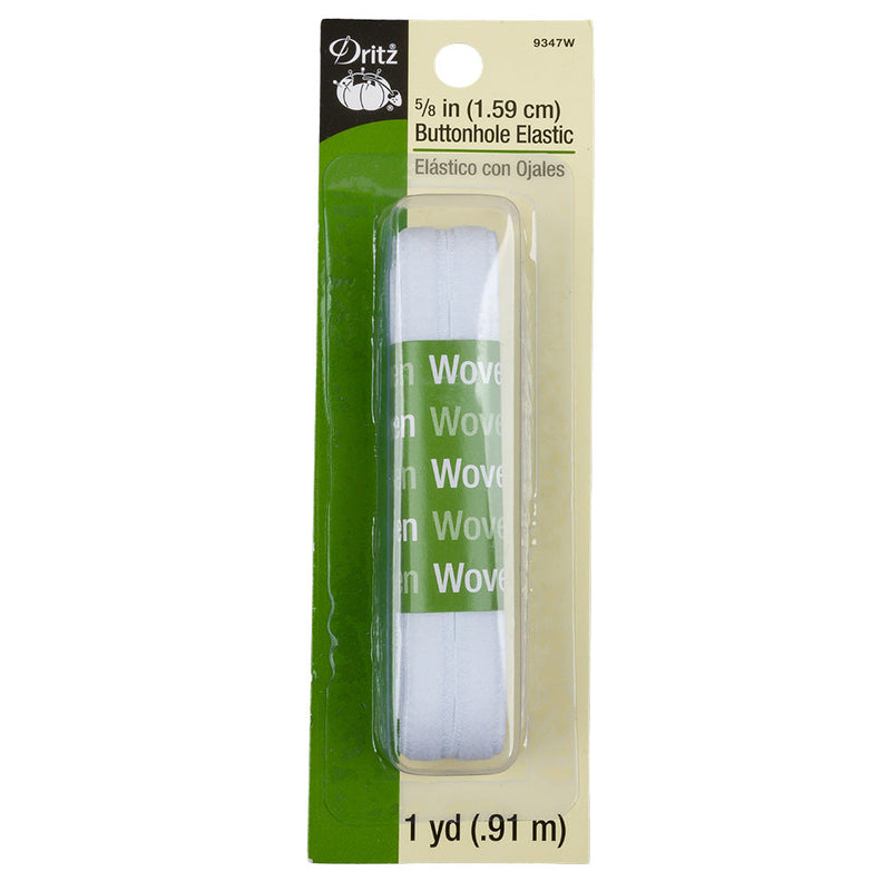 Dritz White Button Hole Elastic - 5/8 in x 1 yd