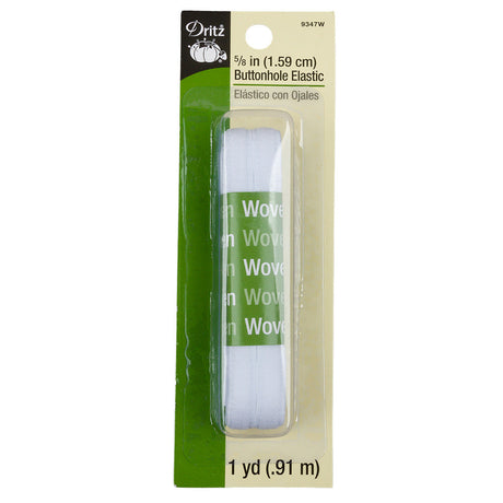 Dritz White Button Hole Elastic - 5/8 in x 1 yd