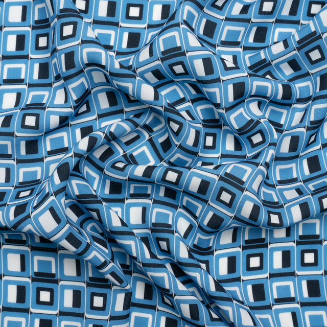 Mood Exclusive Blue Checkerboard Cadence Drapey Viscose Woven