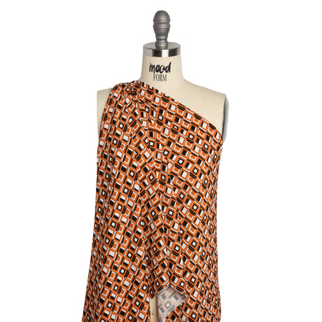 Mood Exclusive Orange Checkerboard Cadence Drapey Viscose Woven