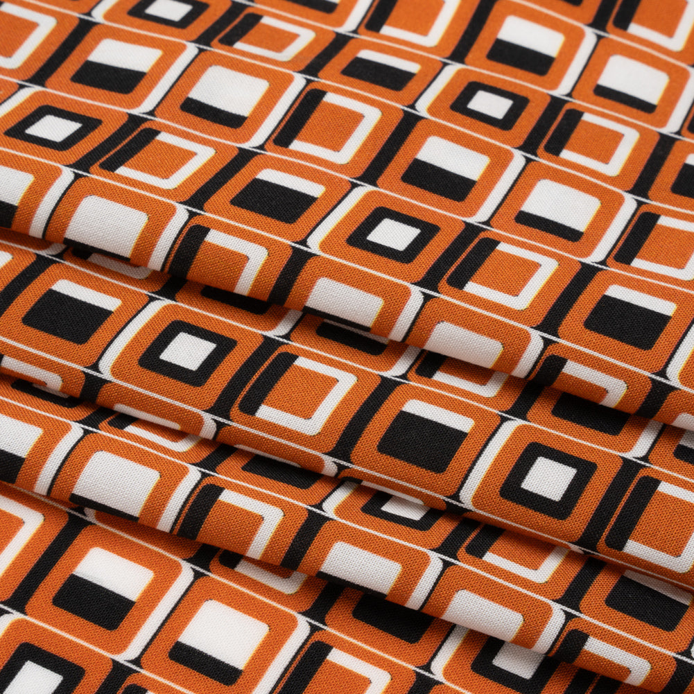 Mood Exclusive Orange Checkerboard Cadence Drapey Viscose Woven