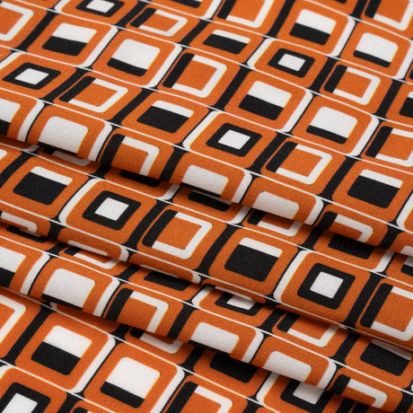 Mood Exclusive Orange Checkerboard Cadence Drapey Viscose Woven