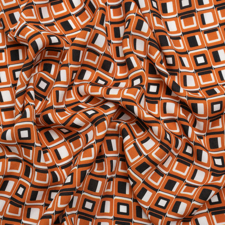 Mood Exclusive Orange Checkerboard Cadence Drapey Viscose Woven