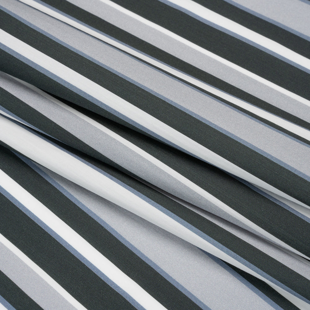 Cotton Poplin Print - Charcoal, Gray and Gray-Blue Stripes - Mood Exclusive Grayscale Stripes