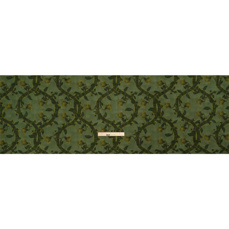 Sustainable Viscose Crepe Print - Green Floral Ogee Lattice - Mood Exclusive Intertwined Vines