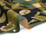 Sustainable Viscose Crepe Panel - Green and Brown Checks and Floral Patchwork - Mood Exclusive Earth's Gifts