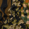 Sustainable Viscose Crepe Panel - Green and Brown Checks and Floral Patchwork - Mood Exclusive Earth's Gifts