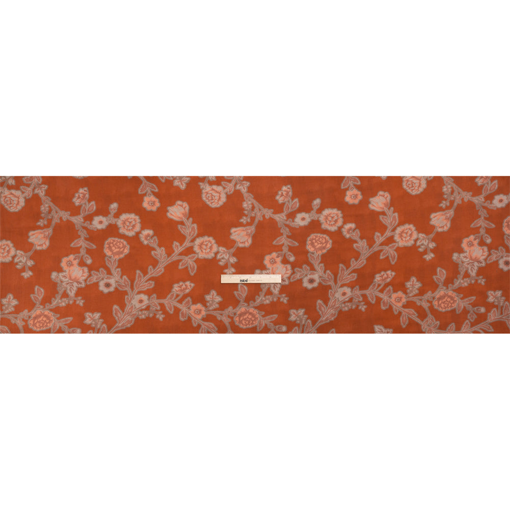 Sustainable Viscose Crepe Print - Beige, Peach and Red Floral - Mood Exclusive Saffron Lawn