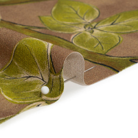 Sustainable Viscose Crepe Print - Brown and Leaf Green Floral - Mood Exclusive Dolomite Daisies
