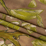 Sustainable Viscose Crepe Print - Brown and Leaf Green Floral - Mood Exclusive Dolomite Daisies