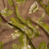 Sustainable Viscose Crepe Print - Brown and Leaf Green Floral - Mood Exclusive Dolomite Daisies