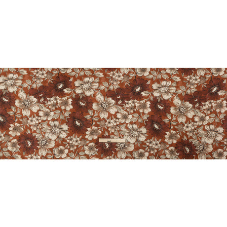 Sustainable Viscose Crepe Print - Rust Orange and White Floral - Mood Exclusive Crowded Fields