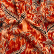 Stretch Polyester Woven Print - Red Florals on Abstract Ikat - Mood Exclusive Rambling Brambles