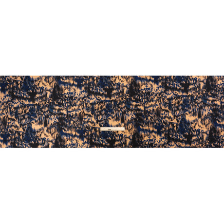 Stretch Polyester Woven Print - Blue and Beige Abstract Ikat - Mood Exclusive Shifting Sands