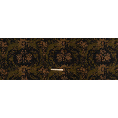 Stretch Polyester Woven Print - Black, Green and Brown Abstract Ikat - Mood Exclusive Brown Sugar Morning