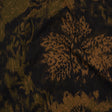 Stretch Polyester Woven Print - Black, Green and Brown Abstract Ikat - Mood Exclusive Brown Sugar Morning
